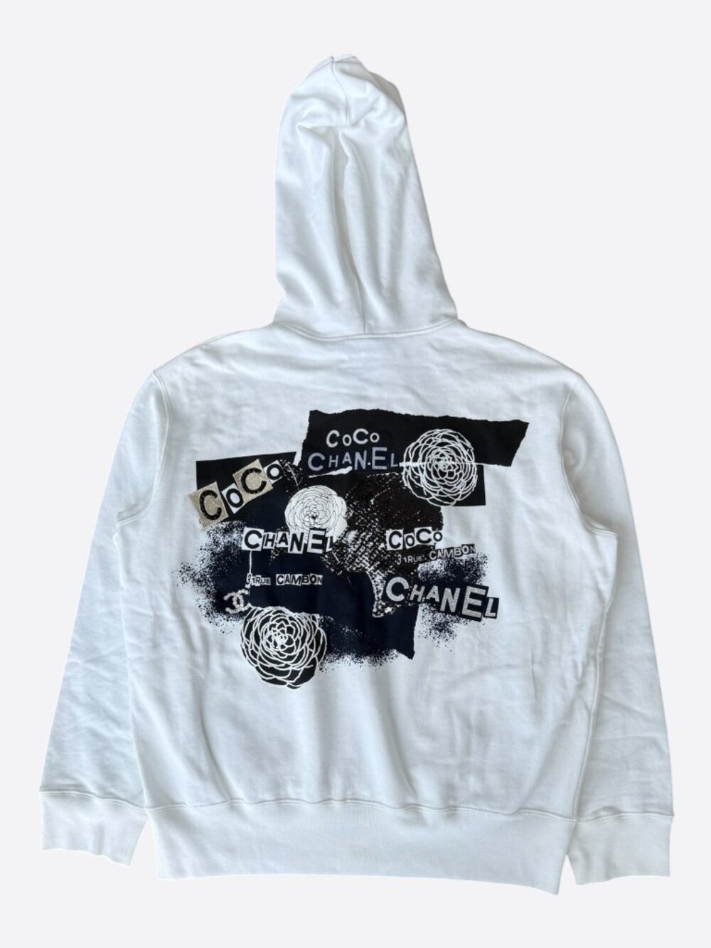 Chanel Black White & Black Graffiti Graphic Zip Up Hoodie